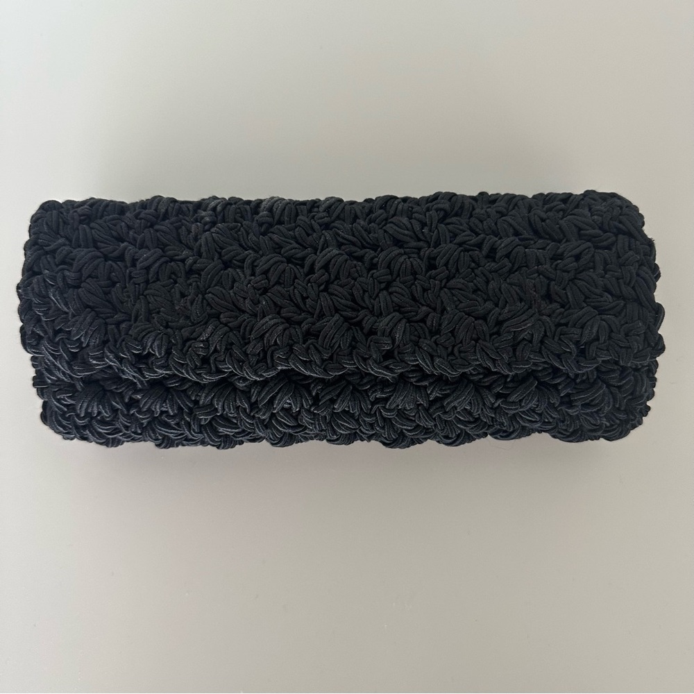 Vintage Ultimo Woven Cord Minimalist Clutch Evening Bag in Black